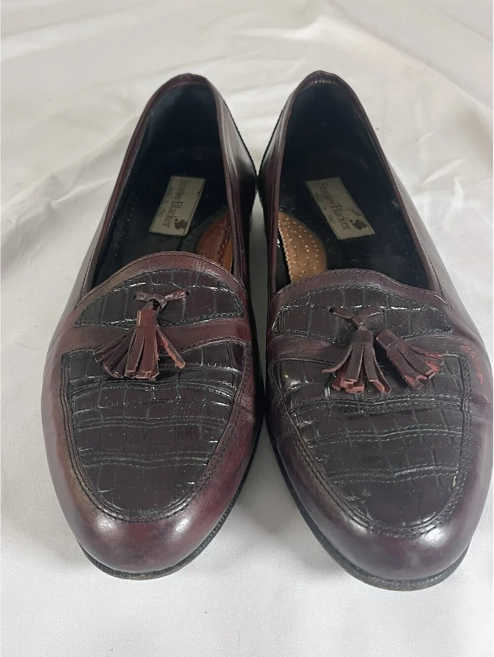 Stanley Blacker Burgundy Leather Tassel Loafers 10M